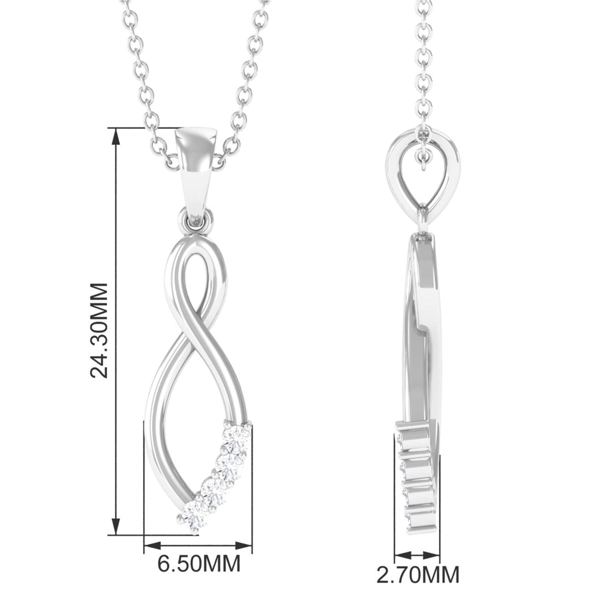 Natural Diamond Infinity Pendant Necklace for Women