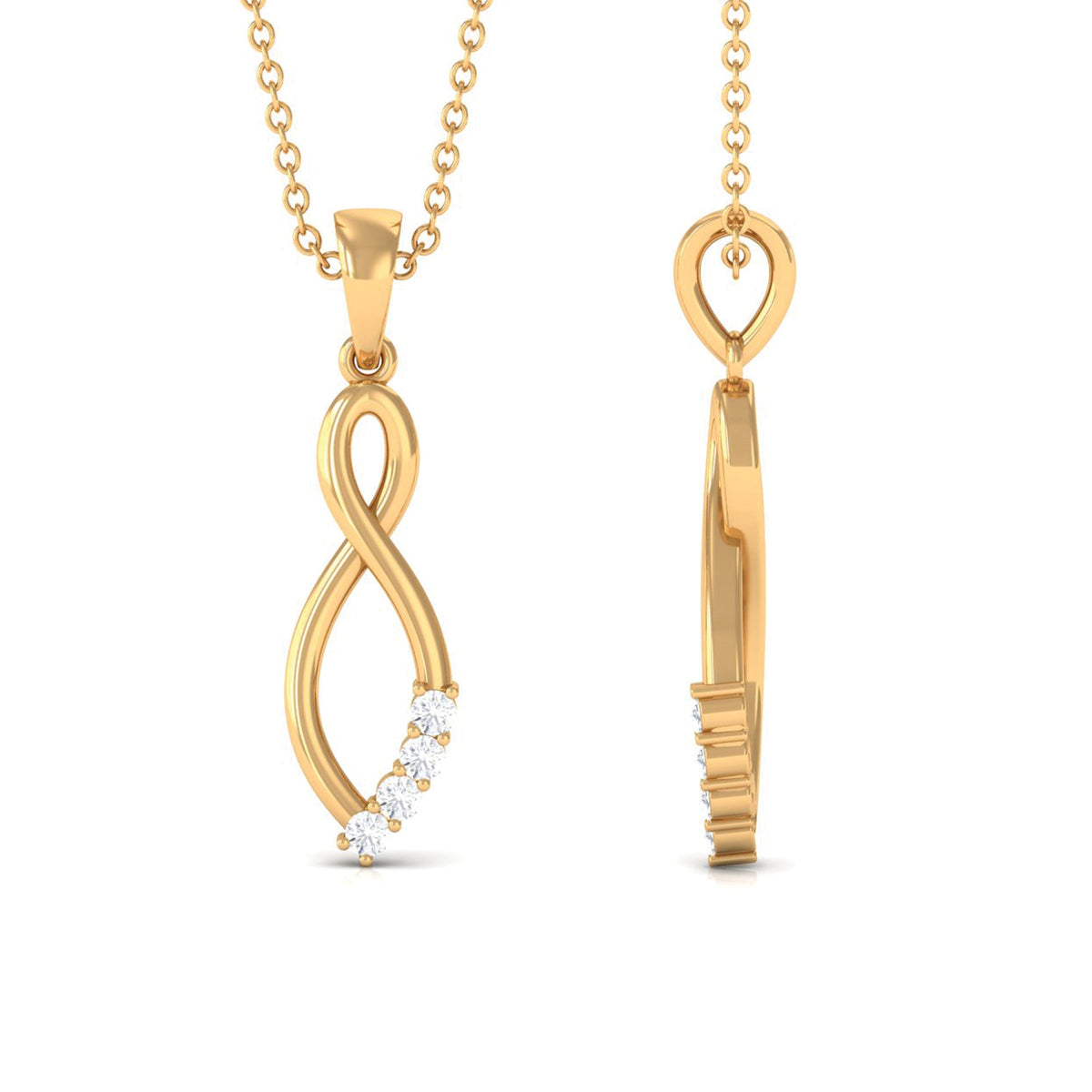 Natural Diamond Infinity Pendant Necklace for Women
