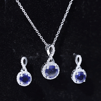 Certified 2.5 Carat Lab Grown Blue Sapphire Bridal Jewelry Set