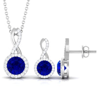 Certified 2.5 Carat Lab Grown Blue Sapphire Bridal Jewelry Set