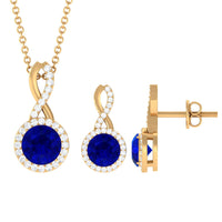 Certified 2.5 Carat Lab Grown Blue Sapphire Bridal Jewelry Set