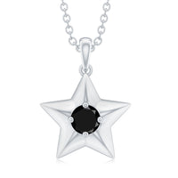 Natural Black Onyx Star Pendant Necklace for Women
