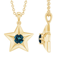 Real London Blue Topaz Star Pendant for Women