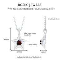 Natural Garnet Star Charm Pendant Necklace With Chain