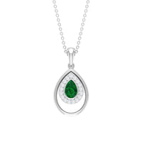 Natural Emerald Teardrop Necklace with Diamond