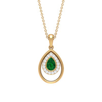 Natural Emerald Teardrop Necklace with Diamond