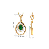Natural Emerald Teardrop Necklace with Diamond