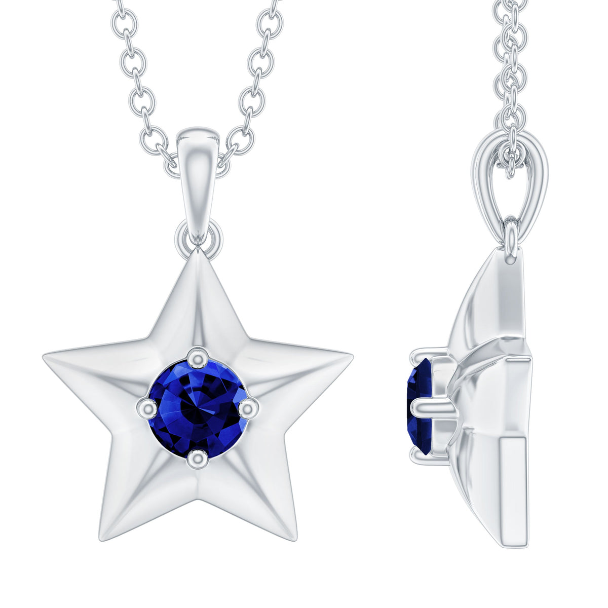 Lab Created Blue Sapphire Star Of David Necklace