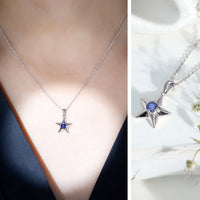 Lab Created Blue Sapphire Star Of David Necklace