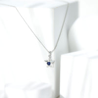 Lab Created Blue Sapphire Star Of David Necklace
