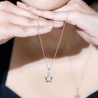 Certified Moissanite star pendant necklace with chain, showcasing a sparkling star-shaped gemstone from Rosec Jewels.