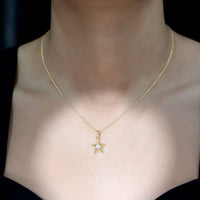 Certified Moissanite star pendant necklace with chain from Rosec Jewels, featuring a sparkling star-shaped moissanite pendant and matching chain.