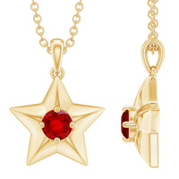 Certified Lab Created Ruby Star Pendant Necklace