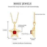 Certified Lab Created Ruby Star Pendant Necklace