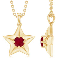 Genuine Ruby Star Pendant for Women