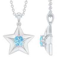 Natural Aquamarine Star of David Necklace for Women