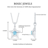 Natural Aquamarine Star of David Necklace for Women