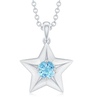Natural Aquamarine Star of David Necklace for Women