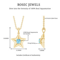 Natural Aquamarine Star of David Necklace for Women