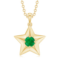 Natural half carat emerald star pendant necklace for women by Rosec Jewels featuring a sparkling green emerald star charm.