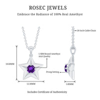 Natural amethyst Star of David pendant with chain from Rosec Jewels, showcasing a gemstone pendant on a delicate chain.
