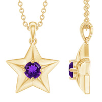 Natural amethyst Star of David pendant necklace with chain, featuring a purple gemstone from Rosec Jewels.