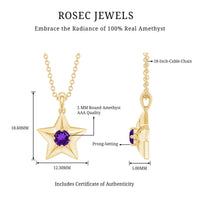 Natural amethyst Star of David pendant with chain from Rosec Jewels, showcasing a polished purple gemstone design.