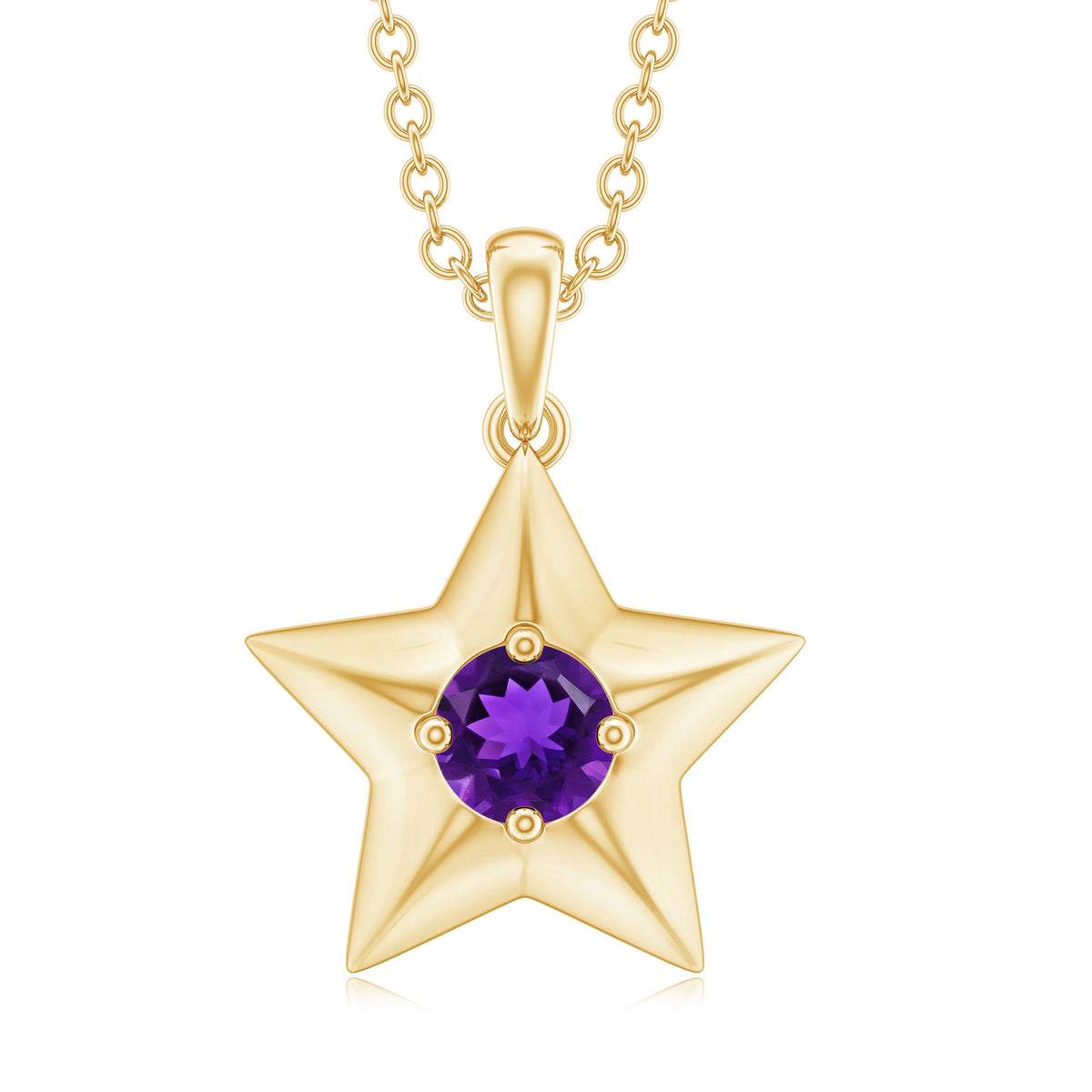 Natural amethyst Star of David pendant with chain from Rosec Jewels, showcasing a detailed purple gemstone pendant.
