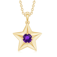 Natural amethyst Star of David pendant with chain from Rosec Jewels, showcasing a detailed purple gemstone pendant.