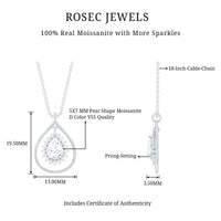 Certified 0.7 Carat Moissanite Teardrop Pendant Necklace