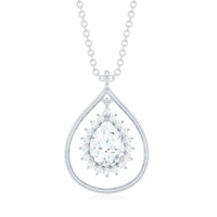 Certified 0.7 Carat Moissanite Teardrop Pendant Necklace
