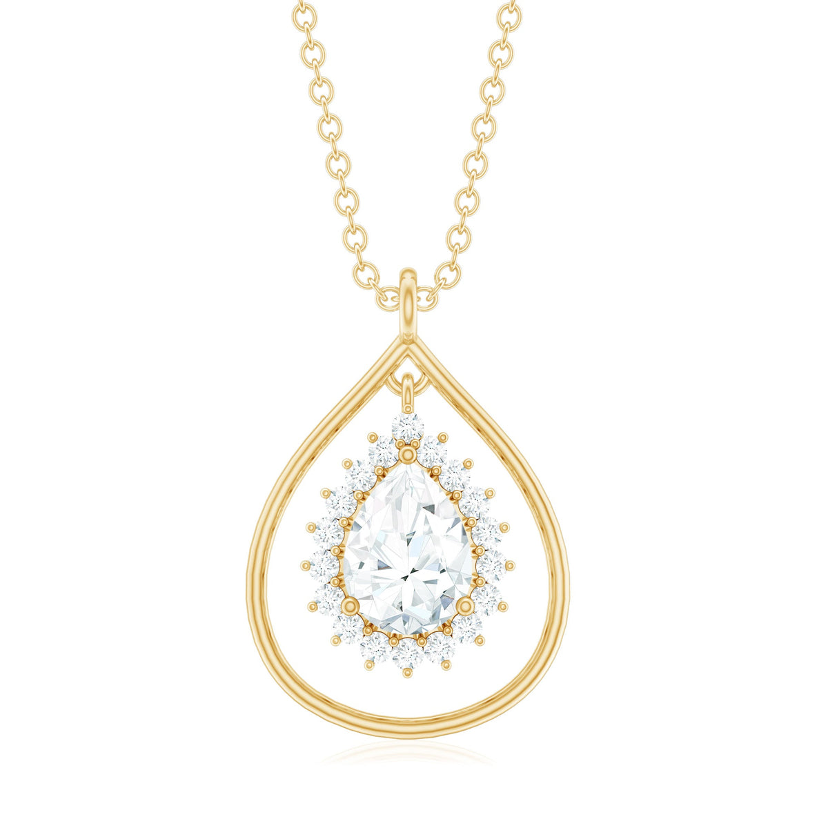 Certified 0.7 Carat Moissanite Teardrop Pendant Necklace