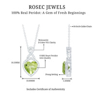 2 Carat Heart Shape Peridot Infinity Pendant with Moissanite