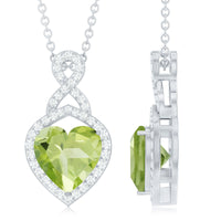 2 Carat Heart Shape Peridot Infinity Pendant with Moissanite
