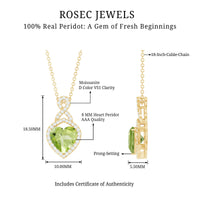 2 Carat Heart Shape Peridot Infinity Pendant with Moissanite