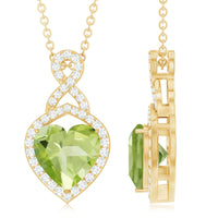 2 Carat Heart Shape Peridot Infinity Pendant with Moissanite