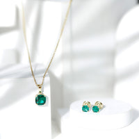Certified Lab Grown Emerald Solitaire Jewelry Set