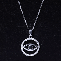 Black Spinel Evil Eye Pendant with Diamond Eternity