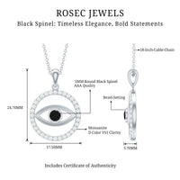 Black Spinel Evil Eye Pendant with Diamond Eternity