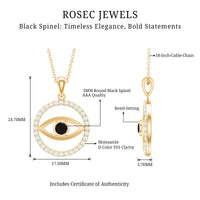 Black Spinel Evil Eye Pendant with Diamond Eternity