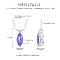 Natural 0.6 Carat Marquise Tanzanite Pendant Necklace with Silver Chain