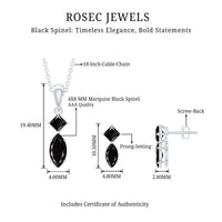 Princess and Marquise Shape Black Spinel Jewelry Set for Women