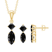Princess and Marquise Shape Black Spinel Jewelry Set for Women