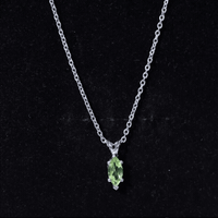 0.74 Carat Marquise Cut Peridot Birthstone Necklace with Silver Chain