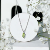 0.74 Carat Marquise Cut Peridot Birthstone Necklace with Silver Chain