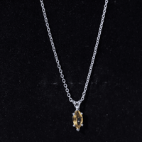 Marquise Cut 4X8 MM Citrine Solitaire Necklace with Silver Chain