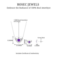 Real Amethyst Heart Necklace and Earrings Set