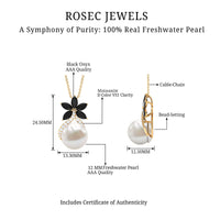 Natural Freshwater Pearl Designer Necklace with Black Onyx