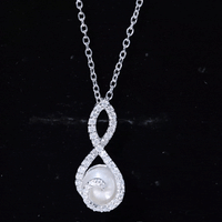 Designer Freshwater Pearl and Moissanite Infinity Necklace With Chain