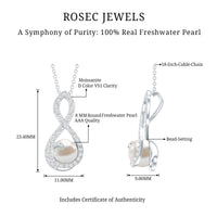 Designer Freshwater Pearl and Moissanite Infinity Necklace With Chain